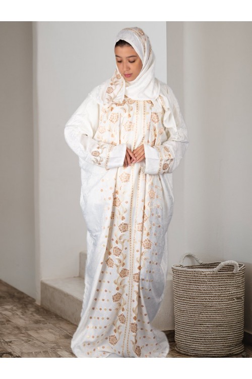 شرشف صلاة مع طرحة بسحاب إغلاق مزين بالزهور