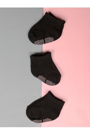 3 pairs black solid socks set