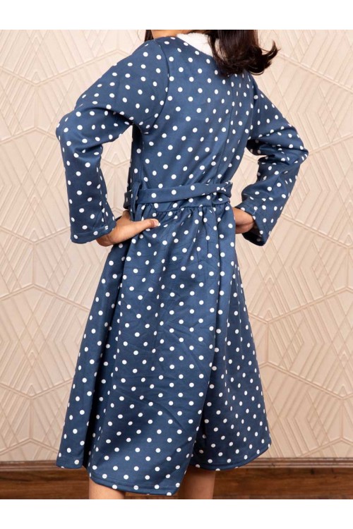 File:Blue Crushed Velvet Dress with Polka Dot Tights and Ankle