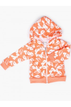 Winter hooded jacket with tree prints