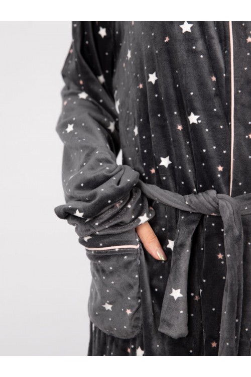 Velvet winter robe with star print
