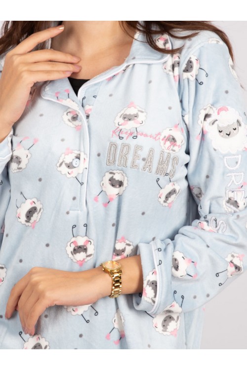 قميص شتوي مخمل بطبعات خروف