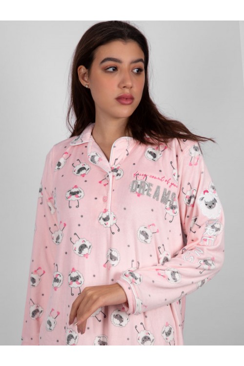 قميص شتوي مخمل بطبعات خروف