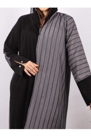 Two-tone striped abaya