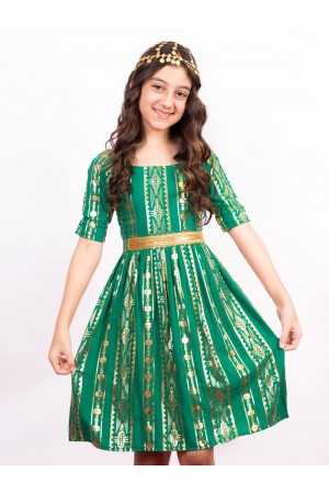Traditional dress with golden prints