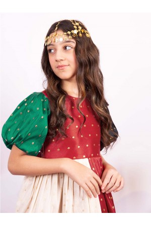 Girls' multicolored dress, dotted with gold