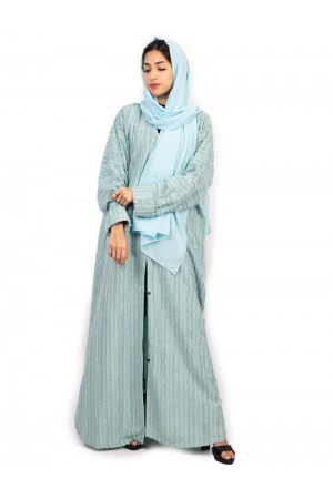 Tiffany abaya decorated with longitudinal stripes