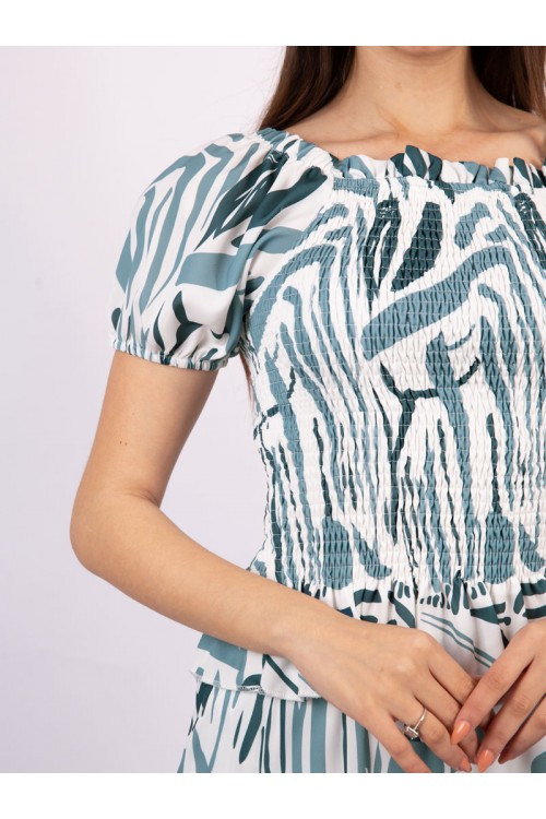 طقم بنطلون طويل مشجر مع بلوزة مشجرة