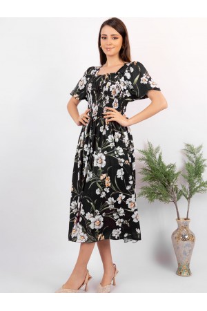 Floral midi dress with short sleeves