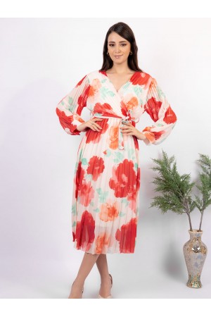Floral midi dress with long sleeves