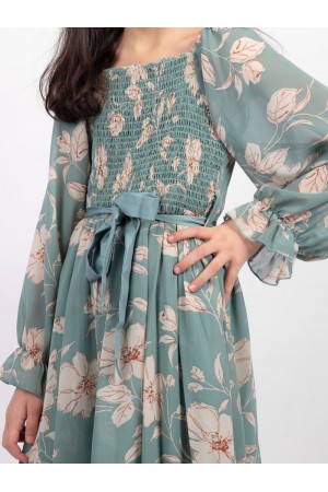 Long sleeve floral print dress