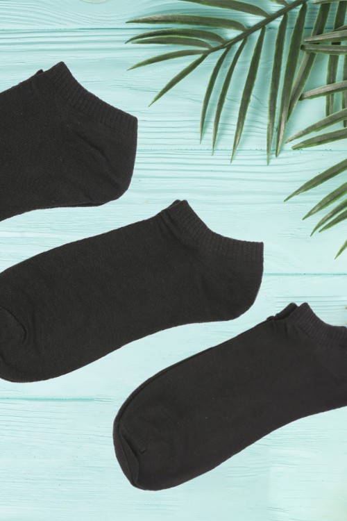 Set of 3 pairs of plain black socks