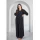 عباية سوداء أنيقة بياقة على الصدر بقفل امامي واكمام مطاط مع طرحة سادة
