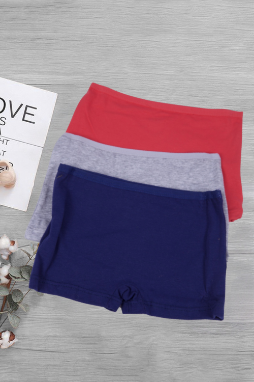 3 قطع بوكسر بناتي داخلي سادة ألوان متعددة بخصر مطاطي