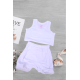 طقم بناتي داخلي لون أبيض قطعتين فنيله علاقي بتطريز دانتيل  وشورت بخصر مطاطي