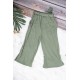 بنطلون بناتي واسع أنيق لون أخضر بجيوب من الأمام و رباط على الخصر 