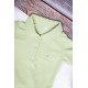 تيشرت بناتي انيق لون تفاحي أكمام قصيرة و ياقة بأزرار من الأمام