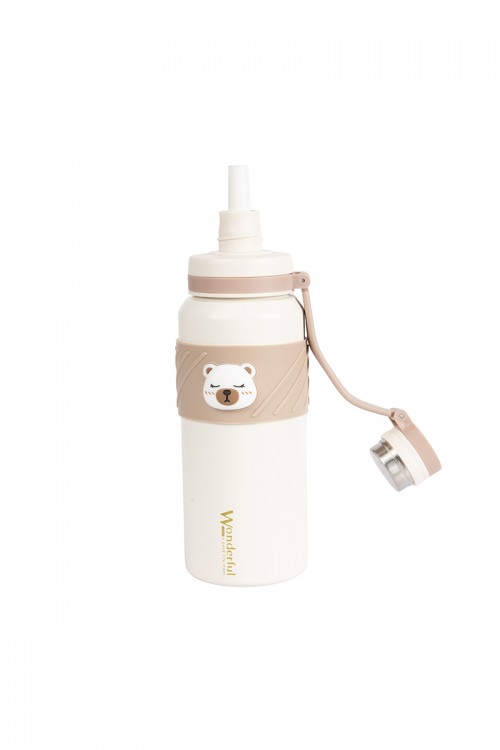 حافظة مشروب حار بارد فولاذ مقاوم للصدأ بمقبض عليه شكل كرتوني