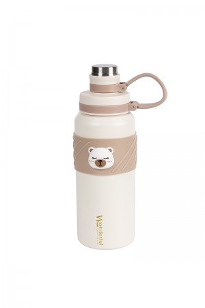 حافظة مشروب حار بارد فولاذ مقاوم للصدأ بمقبض عليه شكل كرتوني