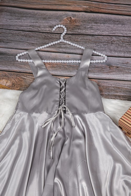 قميص نوم لانجري نسائي قصير قطعتين قماش ساتان مع رباط متقاطع من الصدر 