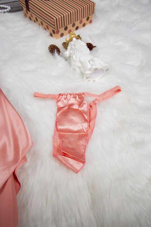 قميص نوم لانجري نسائي قصير قطعتين قماش ساتان مع رباط متقاطع من الصدر 