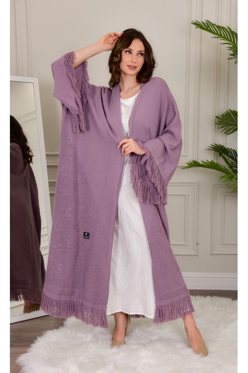 عباية شتوي نسائي تركي أنيقة لون موف