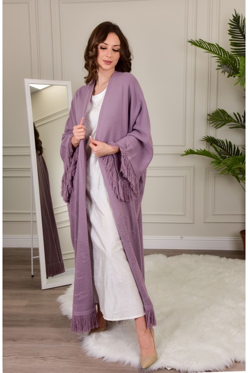 عباية شتوي نسائي تركي أنيقة لون موف