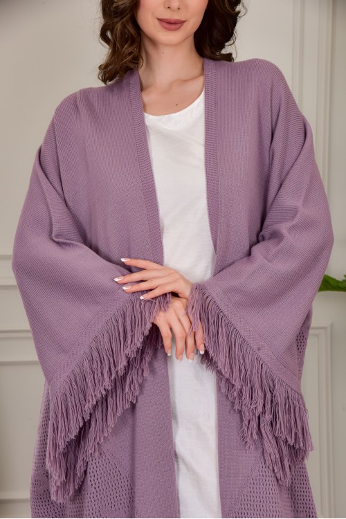 عباية شتوي نسائي تركي أنيقة لون موف