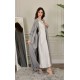 عباية شتوي نسائي تركي أنيقة لون رمادي مفتوحة من الأمام وأكمام ضيقة