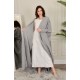 عباية شتوي نسائي تركي أنيقة لون رمادي مفتوحة من الأمام وأكمام ضيقة