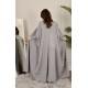 عباية شتوي نسائي تركي أنيقة لون رمادي مفتوحة من الأمام وأكمام ضيقة