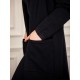 عباية شتوي نسائي تركي أنيقة لون أسود  مفتوحة من الأمام وجيوب من الأمام
