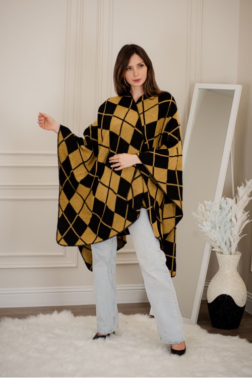 شال شتوي نسائي تركي أنيقة لون أسود وبني