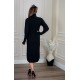 فستان شتوي نسائي طويل أنيق  بأكمام طويلة وياقة عالية