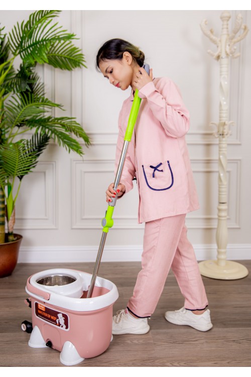 زي عاملة شتوي قطعتين أكمام طويلة وجيوب فيونكة و ياقة بازرار أمامية