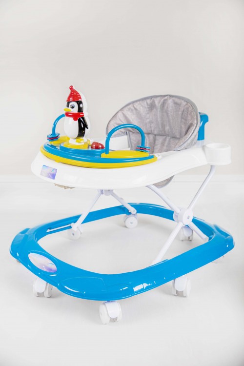 مشاية اطفال بعجلات  قابلة للطي لتعلم المشي مدمجة مع العاب ترفيهية لون ازرق