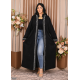عباية نسائي شتوي بياقة لون أسود مطرزة بنقوشات من الأمام والأكمام والجيوب