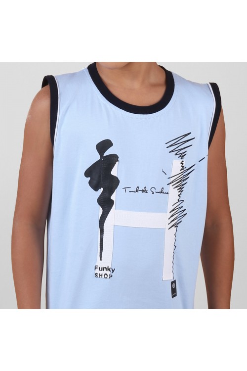 طقم تيشيرت دون أكمام مع شورت