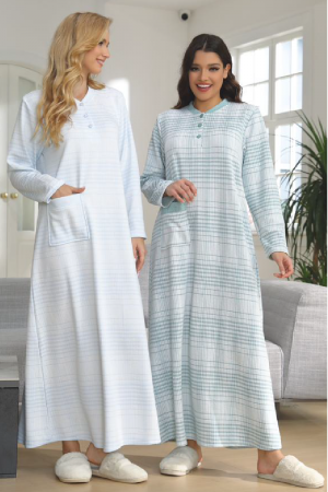 قميص نسائي شتوي مخطط أنيق أكمام طويلة بأزرار من الأمام وجيب أمامي