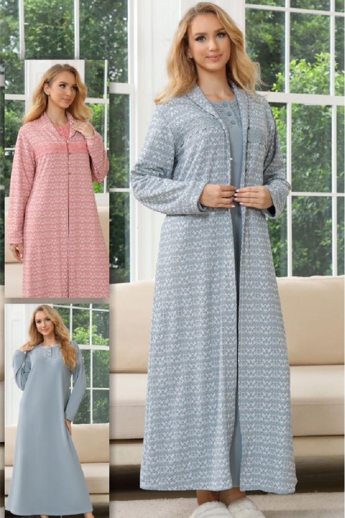 قميص نسائي شتوي أنيق أكمام طويلة بأزرار من الأمام مع كارديجان خارجي