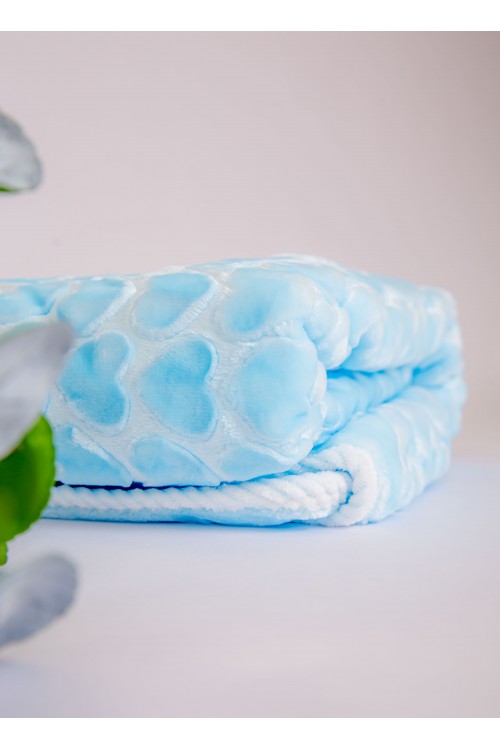 منشفة استحمام مواليد لون أزرق بغطاء رأس مزينة برسومات