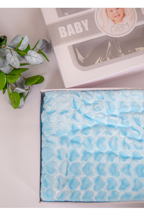 منشفة استحمام مواليد لون أزرق بغطاء رأس مزينة برسومات