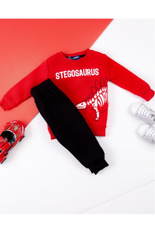 طقم بنطلون بأطراف مطاطية مع تيشيرت بطبعات كتابة