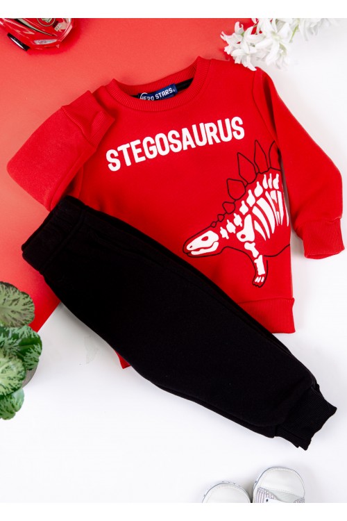 طقم بنطلون بأطراف مطاطية مع تيشيرت بطبعات كتابة