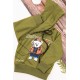 طقم قطعتين أطفال شتوي لون أخضر أكمام طويلة ومطاط بالأسفل مزينة برسومات كرتونية