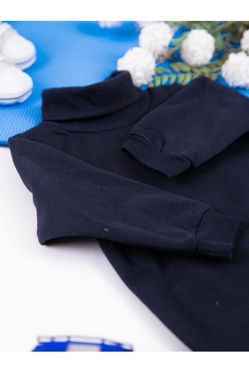 بربتوز أطفال بياقه رقبة مخطط لون رمادي  كم طويل بمطاط وأزرار من الأسفل