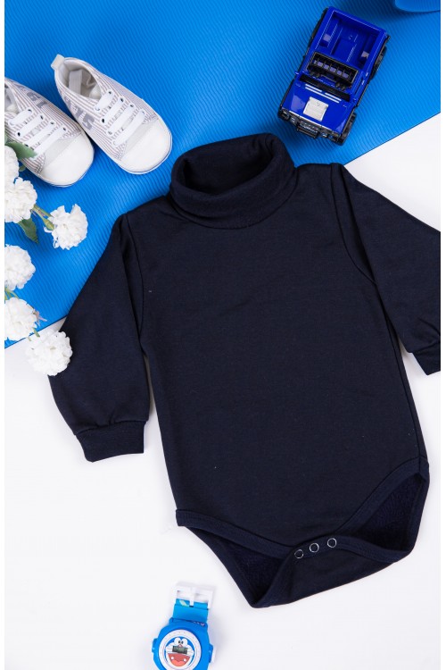 بربتوز أطفال بياقه رقبة مخطط لون رمادي  كم طويل بمطاط وأزرار من الأسفل