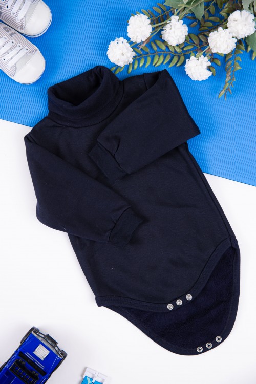 بربتوز أطفال بياقه رقبة مخطط لون رمادي  كم طويل بمطاط وأزرار من الأسفل