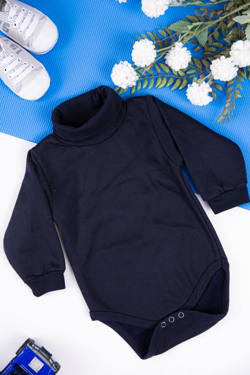 بربتوز أطفال بياقه رقبة مخطط لون رمادي  كم طويل بمطاط وأزرار من الأسفل