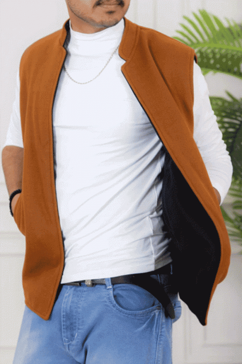 سديري رجالي وجهين دبل فيس لون بني و أسود  بجيوب وجانبية وداخلية